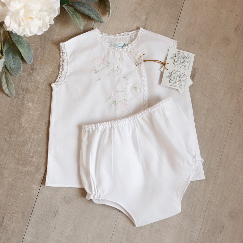 Feltman Brothers White Floral Lace Diaper Set Size 3 Months Baby Shower Gift NWT